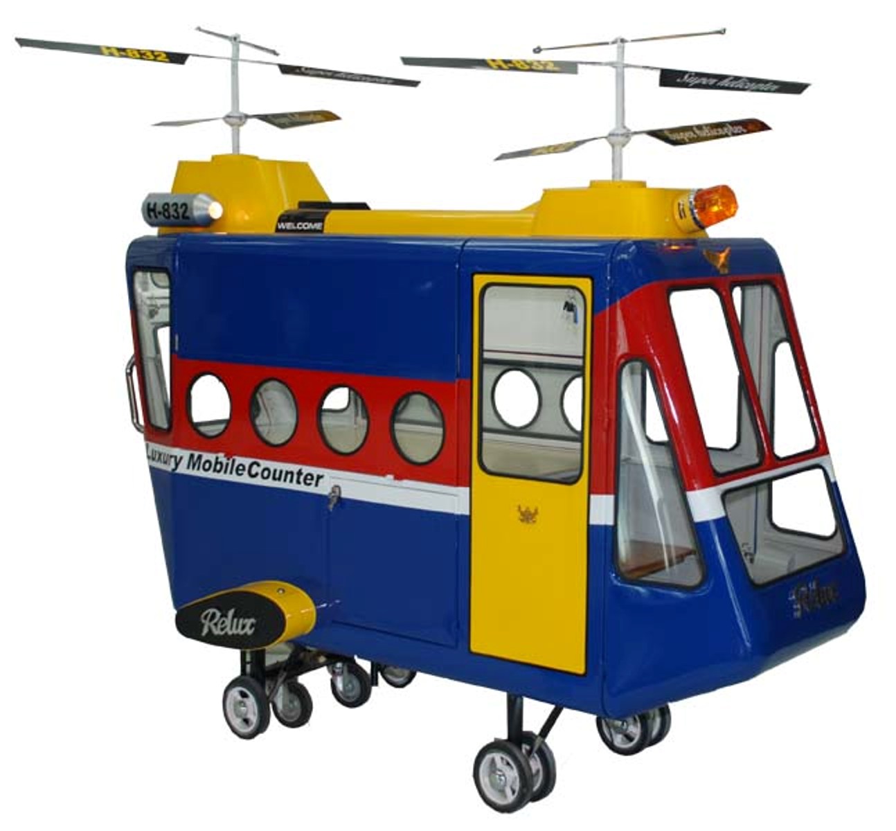 Relux รถเข็นเหล็กคีย์ออส สำหรับโชว์สินค้า/จำหน่ายสินค้า/เป็นเฟอร์นิเจอร์ รุ่น เฮลิคอปเตอร์ Super Helicopter